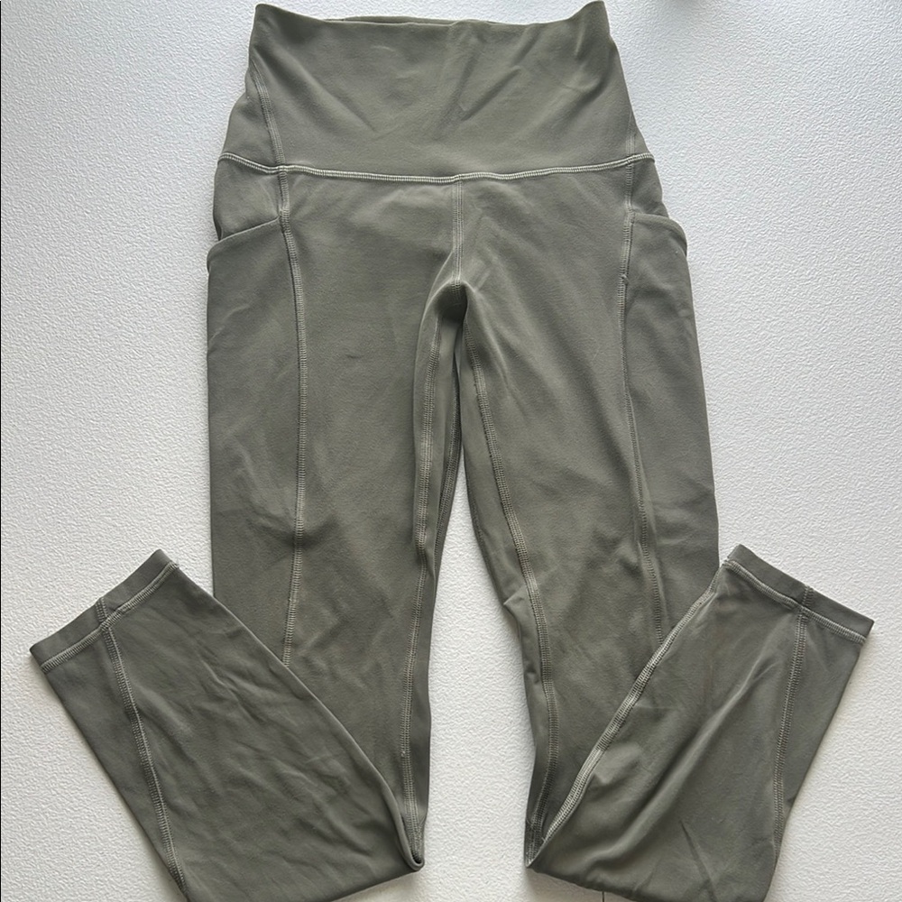 Lululemon High-Waisted Olive Green 25” Align Leggings w/ pockets